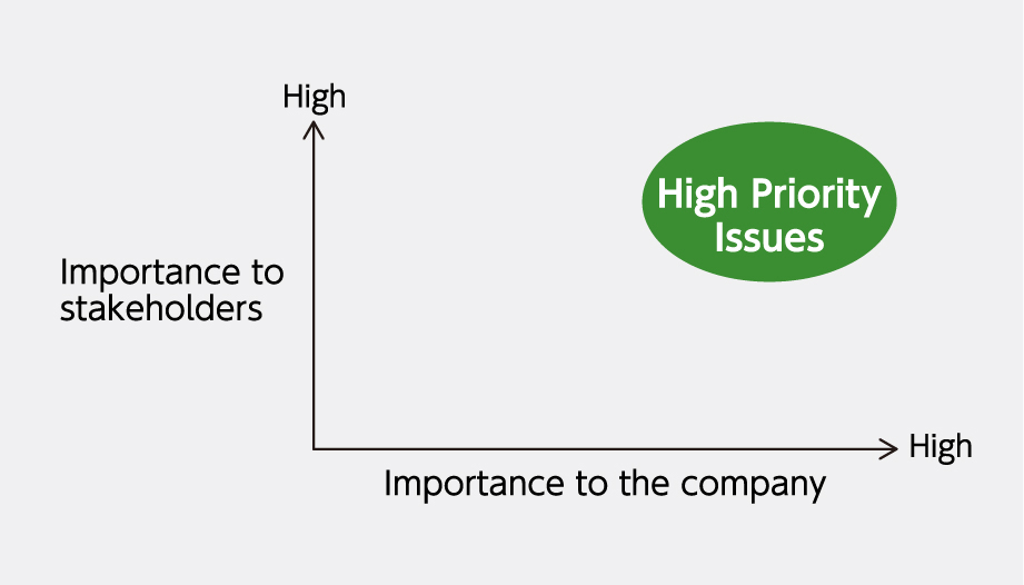 Importance to stakeholders / Importance to the company graph